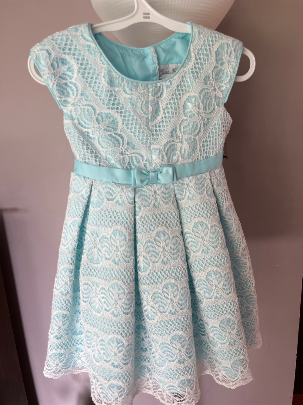 Jona Mitchell Light Blue and White Lace Party Dress for Girls
